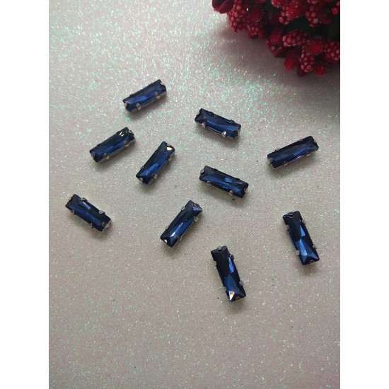 Стразы в цапах "Палочки" цв. темно-синий, цена за 1 шт